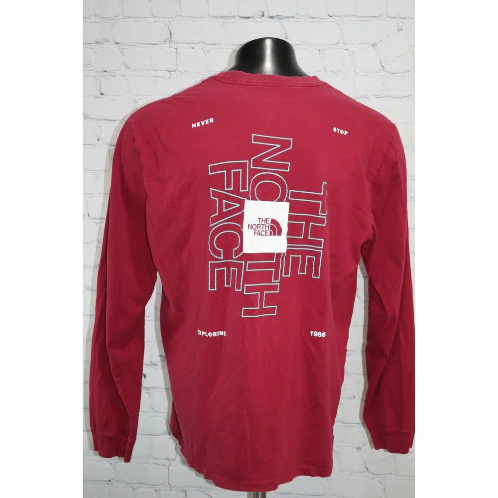 The North Face Long Sleeve T-Shirt Mens XL Maroon Graphic Logo Circular Design